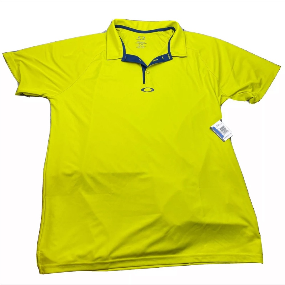 OAKLEY HYDROLIX BRAND NEW MEN'S XL LIME GREEN WHITE GOLF POLO SHIRT REGULAR FIT
